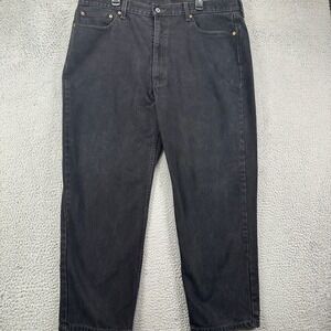 Levis 550 Mens Relaxed Fit Jeans 42X30 Black Straight Leg Red Tab 5 Pocket Denim